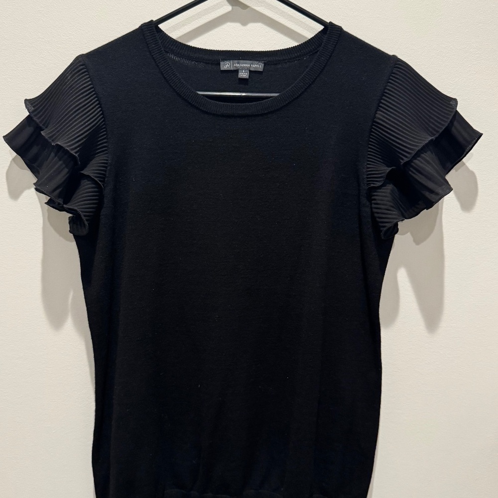 Adrianna Papell Black Ruffed Blouse